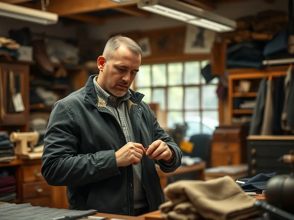 A skilled tailor working on a garment, showcasing the precision and attention to detail in the alterations service.